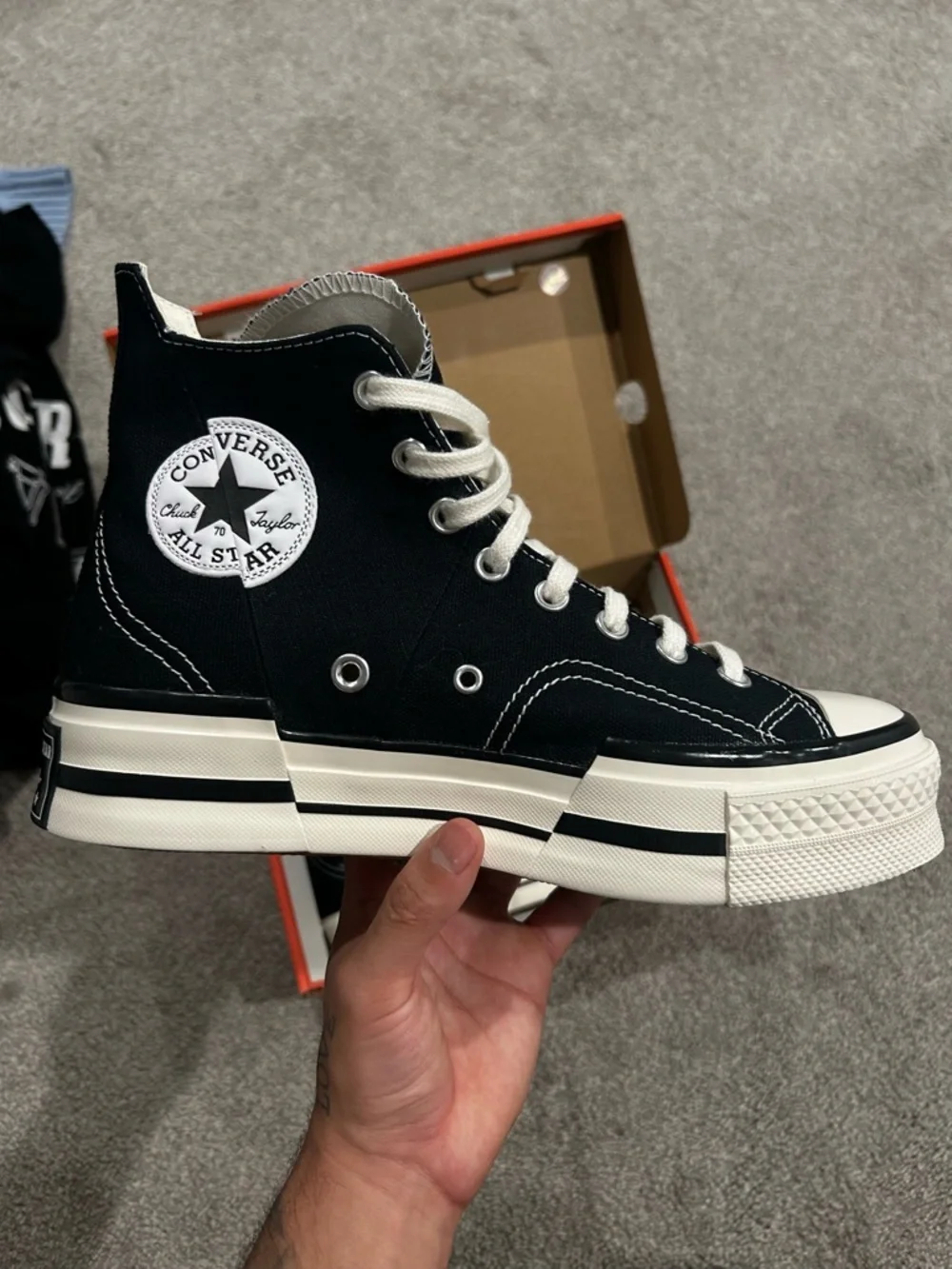 Converse Black and White High Top Canvas Sneakers - Picture 2 of 4